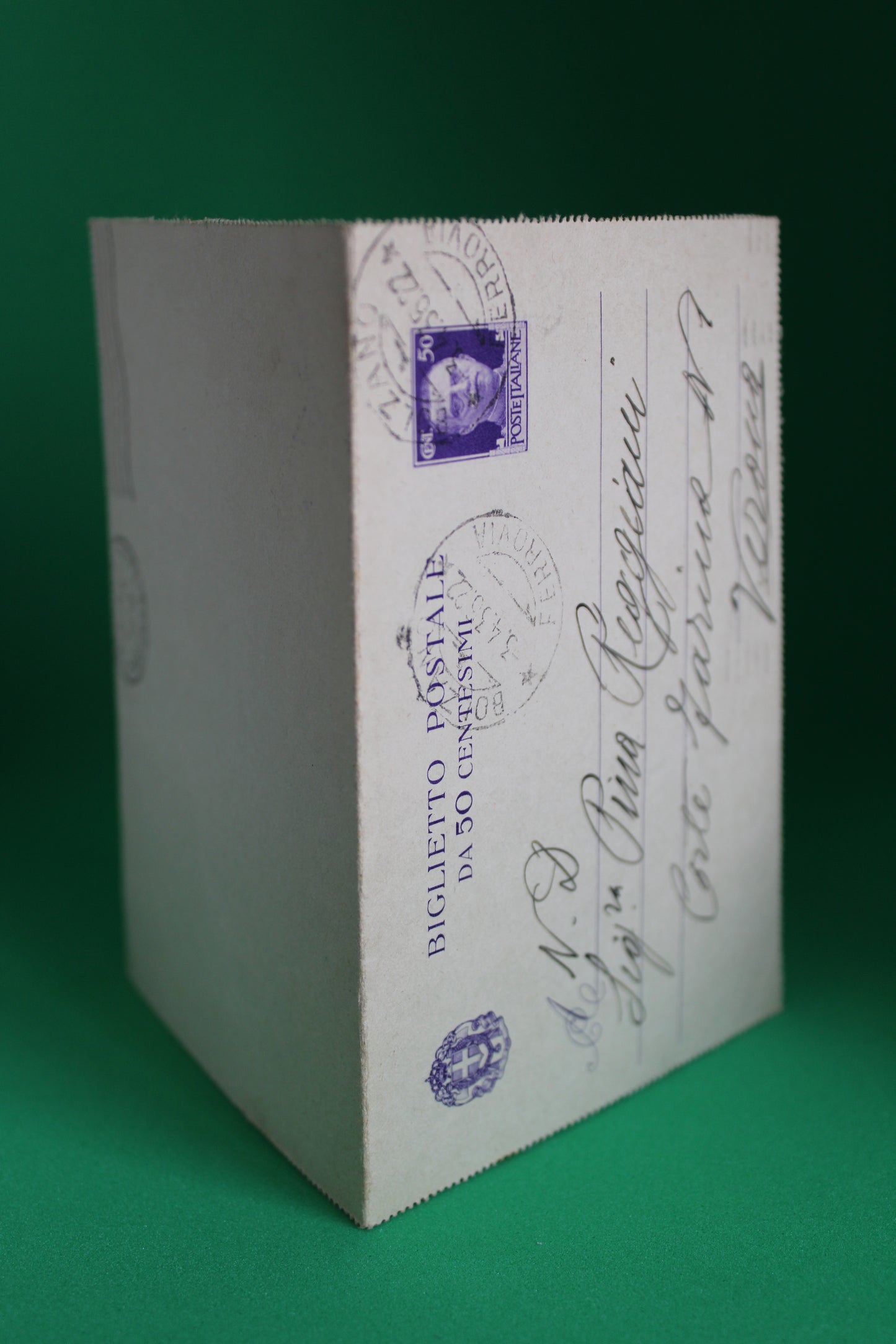 Biglietto Postale 50 Centesimi Serie Imperiale Viaggiato 1936