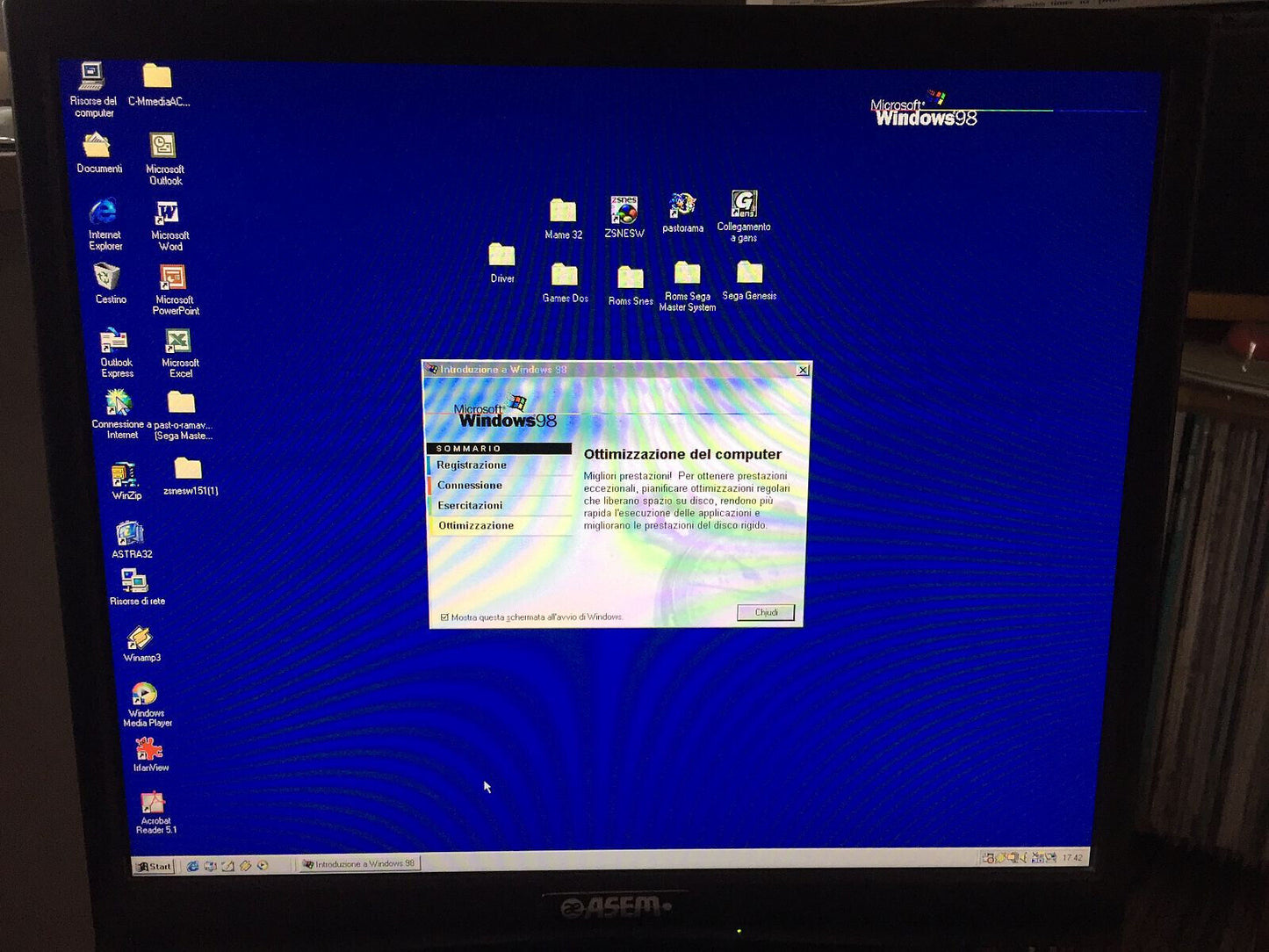 Windows 98 SE Desktop Vintage Pentium D925 3000 Mhz Retrogames Seriale Parallela