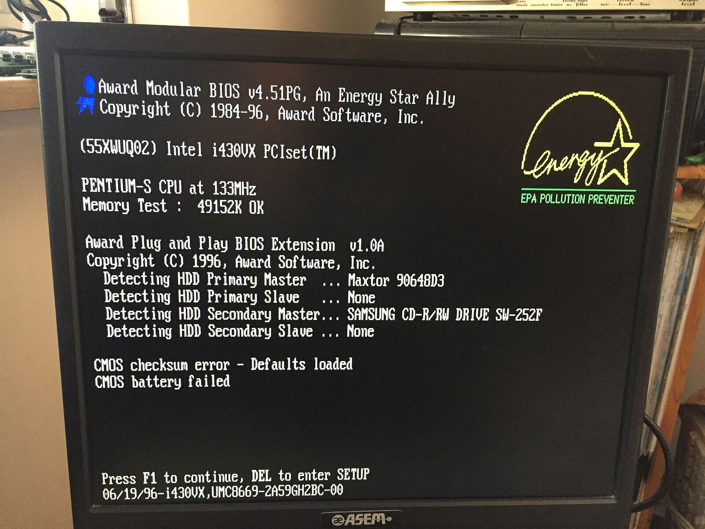 Windows 98 SE Vintage Desktop Intel Pentium 133Mhz 3x Isa Seriale Parallela Socket 7