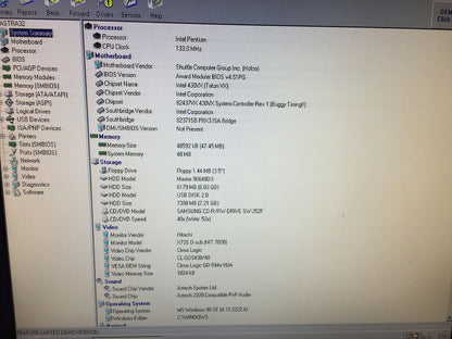 Windows 98 SE Vintage Desktop Intel Pentium 133Mhz 3x Isa Seriale Parallela Socket 7