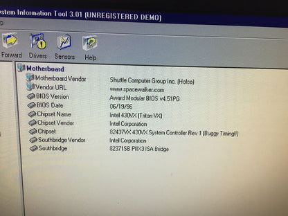 Windows 98 SE Vintage Desktop Intel Pentium 133Mhz 3x Isa Seriale Parallela Socket 7