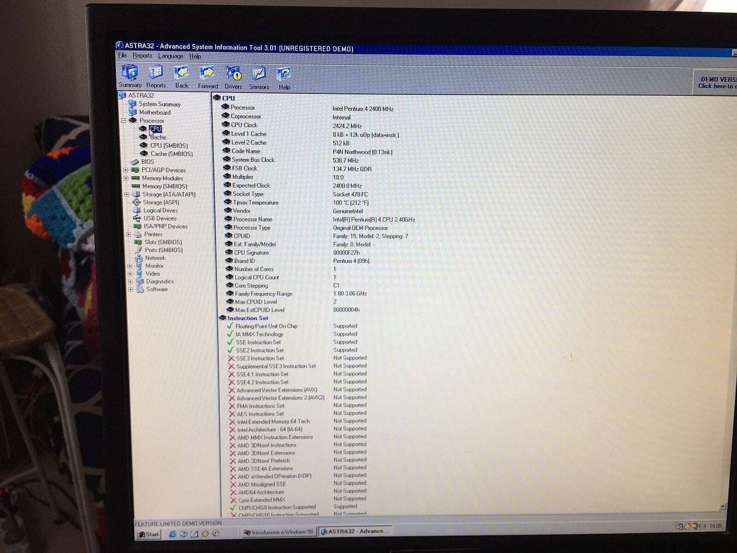 Windows 98 SE Big Tower Intel Pentium 4 2400 Mhz Retrogames 2x Seriale Parallela