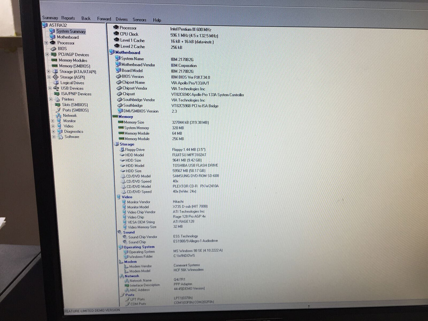 Windows 98SE Desktop Vintage Intel Celeron A 366 Mhz 2x Slot Isa Mobo Asus MEL C