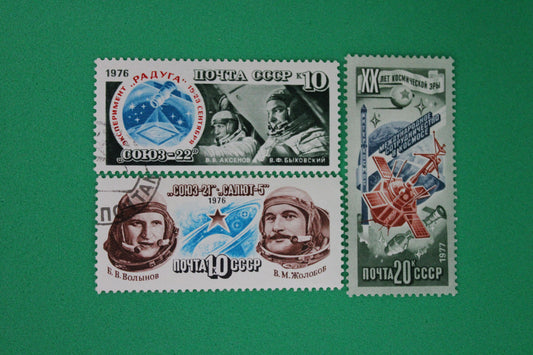 Tris Francobollo Russia Conquiste Dello Spazio 1976-1977