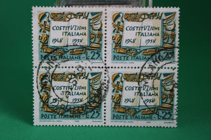 Quartina Francobolli Repubblica Italiana Usati 1958
