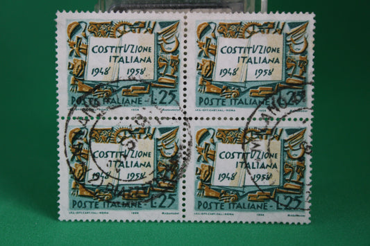 Quartina Francobolli Repubblica Italiana Usati 1958
