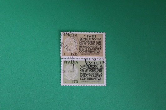 Coppia Francobollo Italia Propaganda Per La Fedeltà Contributiva 1977