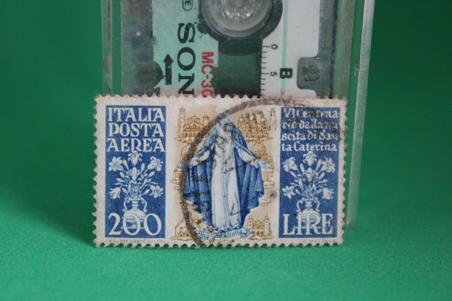 Coppia Francobollo Posta Aerea "6° Centenario della nascita di S. Caterina da Siena" 1948