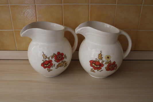 Coppia di Caraffe in Porcellana Cecoslovacchia XX° secolo Vintage Crema