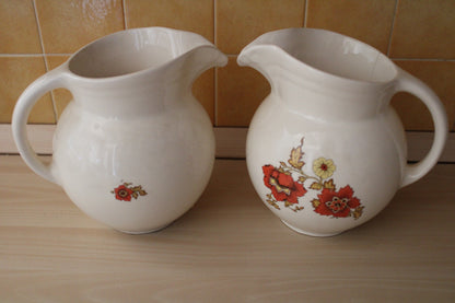 Coppia di Caraffe in Porcellana Cecoslovacchia XX° secolo Vintage Crema