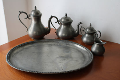 Set da tè in peltro del XX° secolo 95% 5 Pezzi FAIB Vintage Made In Italy