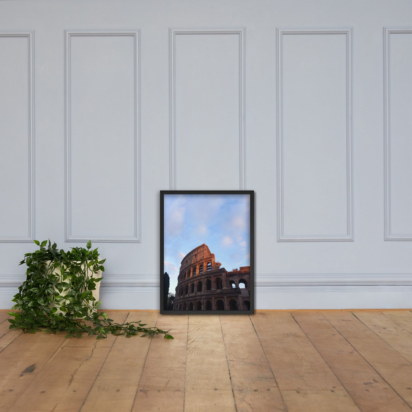 Colosseo illuminato da una giornata di sole, poster con cornice