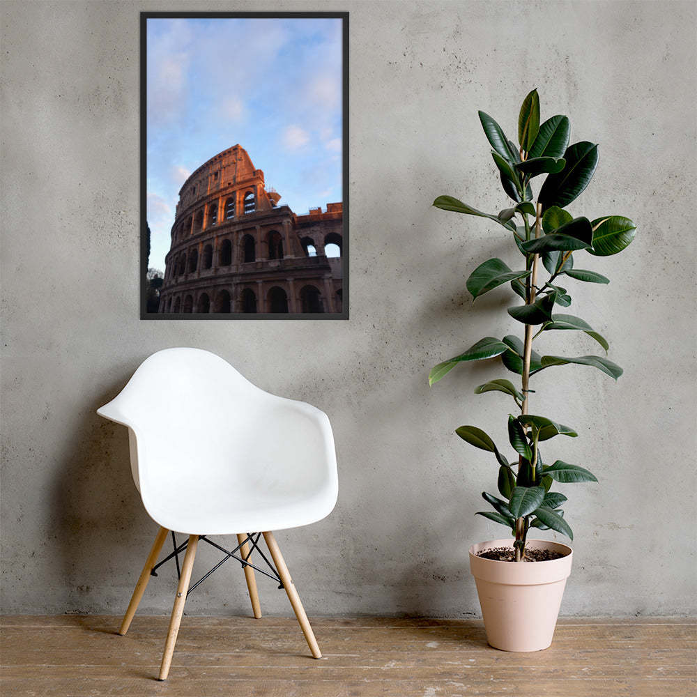 Colosseo illuminato da una giornata di sole, poster con cornice