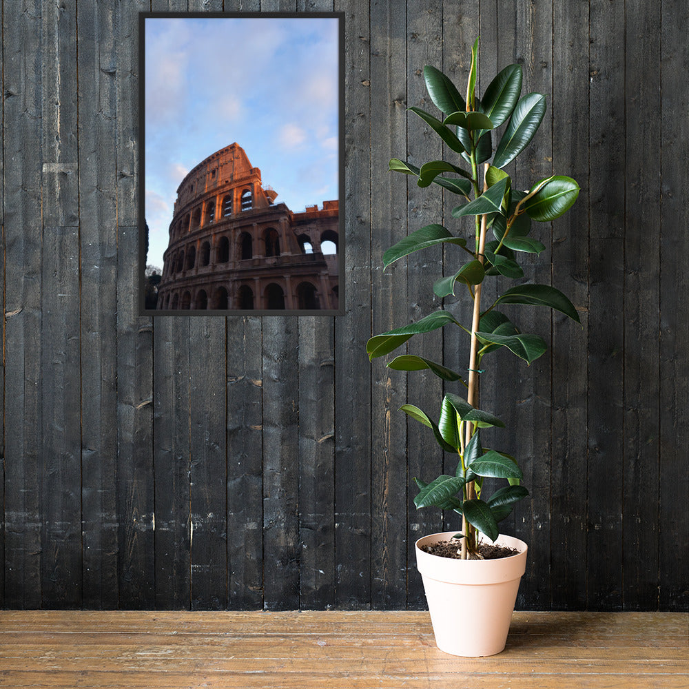 Colosseo illuminato da una giornata di sole, poster con cornice